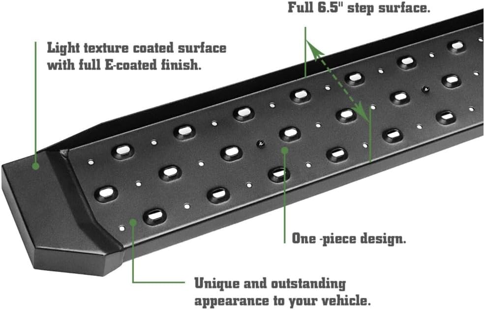 2pcs Step Nerf Bar Running Board Left Driver Right Passenger Side Rectangular Black E-Coated For Super Regular Cab B6-A00-1M-2470