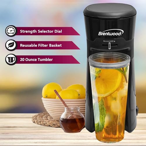 BRENTWOOD-KT-2121BK-Single-Serve-Iced-Coffee-and-Tea-Maker-with-20-Oz-Insulated-Tumbler-and-Reusable-Filter-20-ounces-Black