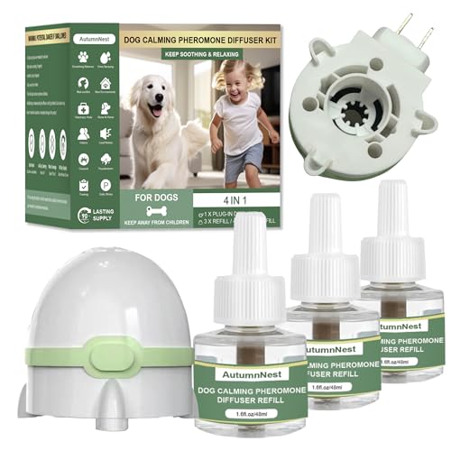 Dog Calming Pheromone Diffuser for Dogs, Plug-in + 3 Refills Kit, Supports Relaxed...