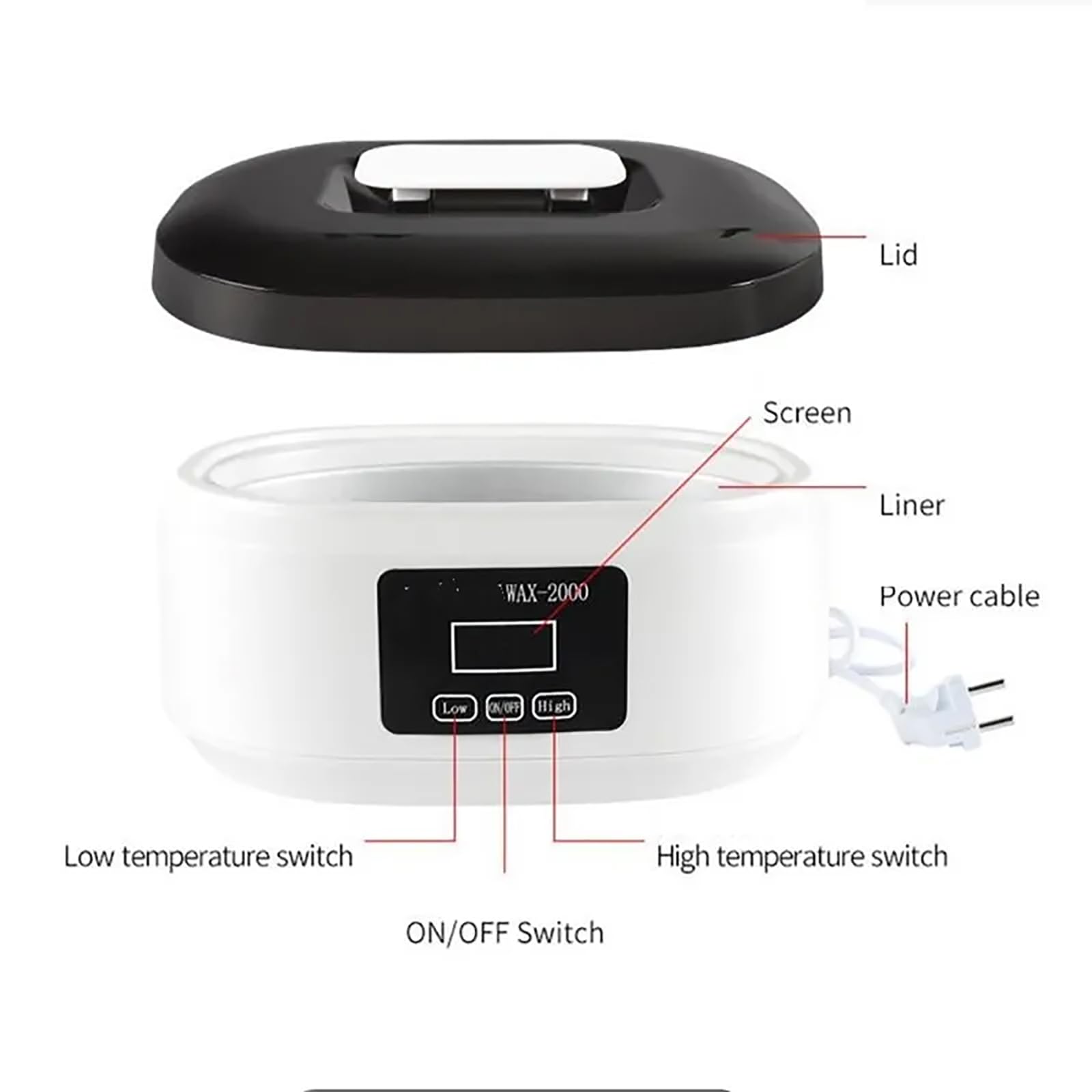 ERICAT Calentador De Cera De Parafina, Máquina De Cera De Parafina con Control Táctil LED, Temperatura Ajustable De 2 Engranajes Y Conmutación Alta-Baja, Fusión Rápida, para Tratamiento De Artritis
