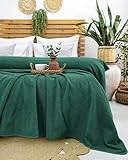 LAYNENBURG Premium Frottee Decke 150x200 cm - 100% Baumwolle - Dünne & Leichte Sommerdecke - Baumwolldecke als Sofa- & Bettdecke - Frottierdecke & Kühlende (Dunkelgrün)