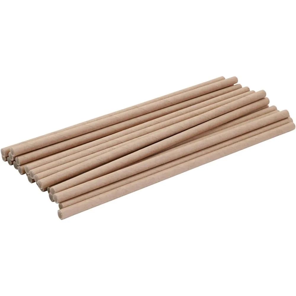 1000 Einweg-Trinkhalme aus braunem Kraftpapier, Länge 20 cm und Durchmesser 6 mm