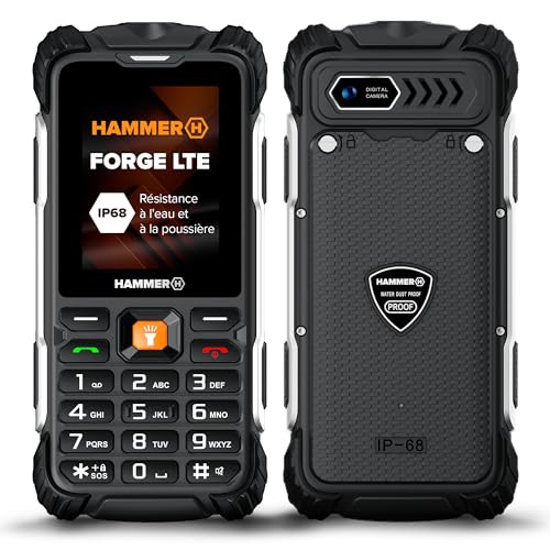 Hammer H Forge LTE Outdoor Téléphone Portable sans contrat, Batterie 3000 mAh, 32 Go, écran IPS 2,4