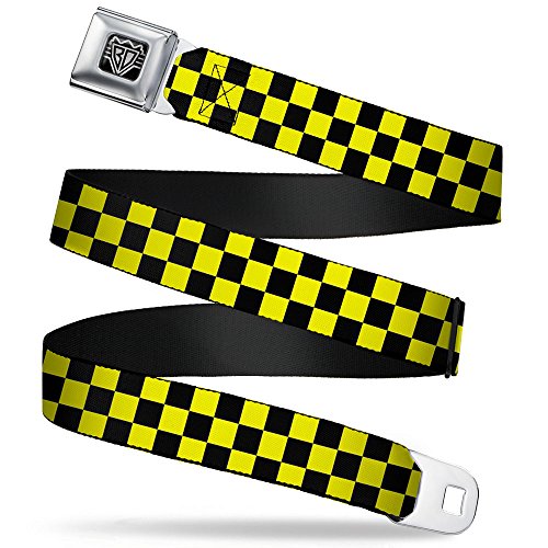 Buckle-Down Seatbelt Belt - Checker Black/Neon Yellow - 1.5