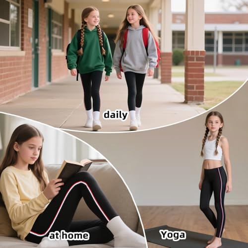Girls Leggings Elastic Waistband Stretchy Bottoms Kids Everyday Casual Athletic Pants for School Uniform Dance Yoga Running2