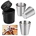 PERFETSELL 4 Stück Edelstahlbecher 30ml Klein Edelstahl Becher Schnaps Schnapsbecher Stapelbare Trinkbecher Flachmann Becher Camping Schnapsgläser Tragbar Metallbecher mit Lederetui für Outdoor Urlaub ml Glas günstig Kaufen-PERFETSELL 4 Stück Edelstahlbecher 30ml Klein Edelstahl Becher Schnaps Schnapsbecher Stapelbare Trinkbecher Flachmann Becher Camping Schnapsgläser Tragbar Metallbecher mit Lederetui für Outdoor Urlaub
