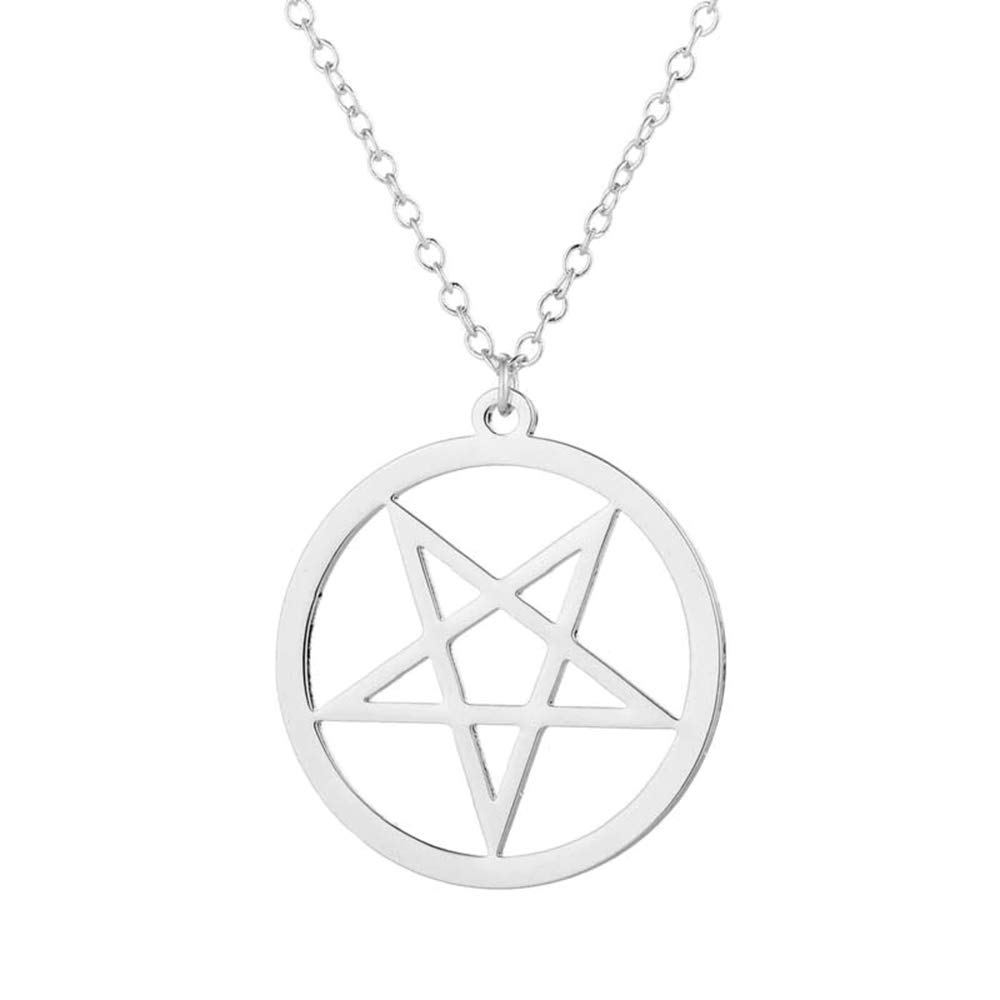 316L RVS Hanger Pentagram Ster Met Ketting - Zilver, Zwart Of Roségoud, Gothic Pentakel Halsketting 27,5 Mm