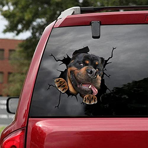 KedAiKJ Autocollant de décoration 3D pour voiture, motif rottweiler fissuré, SUV, fenêtre,...