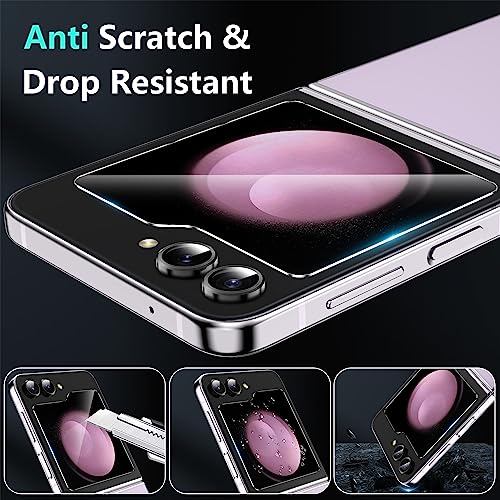 YWXTW [Upgraded Alignment Tray for Samsung Galaxy Z Flip 5 Screen Protector, 2 Pack Front Tempered Glass Screen Protector+2 PCS Camera Lens Protector, Case Friendly & Anti Scratch — view 3