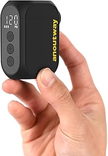 Bomba pequeña para bicicleta con medidor portátil Ultra-Mini 120PSI Bomba eléctrica de bicicleta tipo C batería recargable, parada automática, con válvula Presta y Schrader AT1PRO