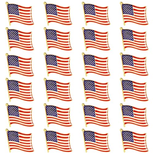 Broche drapeau américain métallique Juvale anti-perte avec attache sécurisée - Pack de 24