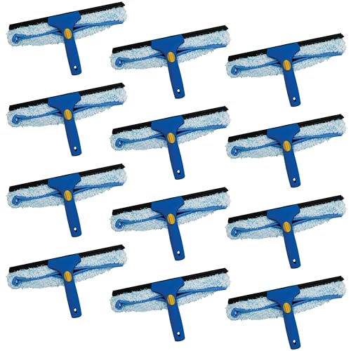 Image of Kleen Handler 12 Pack Professional 14 inch Window Washing Squeegee, 2-in-1 Window Cleaning Tool, Scrubber and Squeegee Combo, Glass Shower Bathroom Car Pro Window Cleaner (Pack of 12)