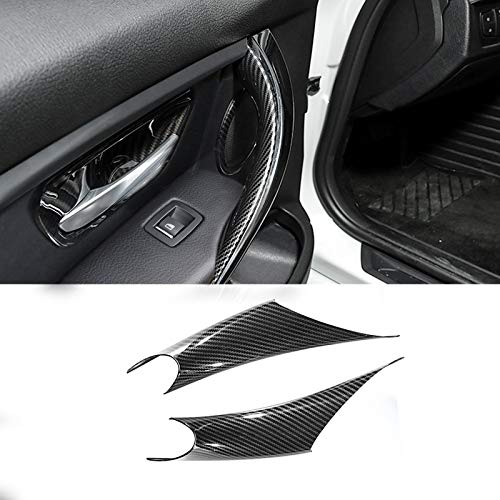 Image of Jaronx 2PCS Door Handle Covers Compatible with BMW 3 Series F30 /F31 /F80 | Left Rear+ Right Rear Passenger Door Pull Handle Covers (for BMW 325i,328i,330i,335i,340i,M3)(Rear Row-Carbon Fiber)