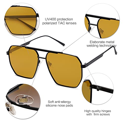Image of SOJOS Retro Oversized Square Polarized Sunglasses for Women Men Vintage Shades Classic Large Metal Sun Glasses