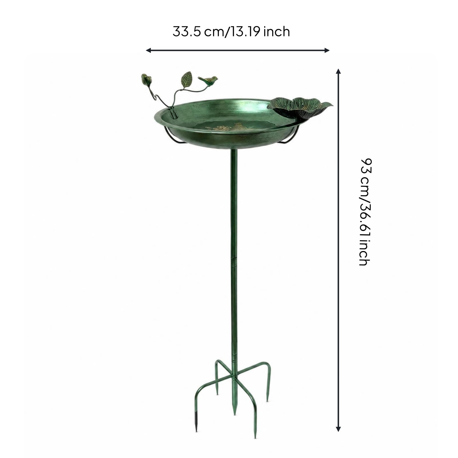 Colcolo Birdbath Feeder Vogelbad Vogeltränke Vogelhaus Vogelstation aus Eisen mit Hoher Einschubstange Und Blattförmigem Futtercup für Lockende Anziehung für Hof Blumenrabatte Balkon