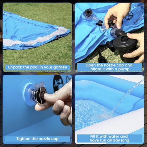 Image of 7.5 Ft Inflatable Swimming Pool for Adults & Kids with Electric Pump | Large Rectangular Family Pool | Thick PVC Leak-Proof Portable Bath Tub for Garden, Terrace, Outdoor Summer (A 7.5 Feet)