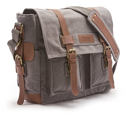 Sweetbriar Classic Laptop Messenger Bag, Gray - Canvas Pack Designed to Protect Laptops up to 13 Inches