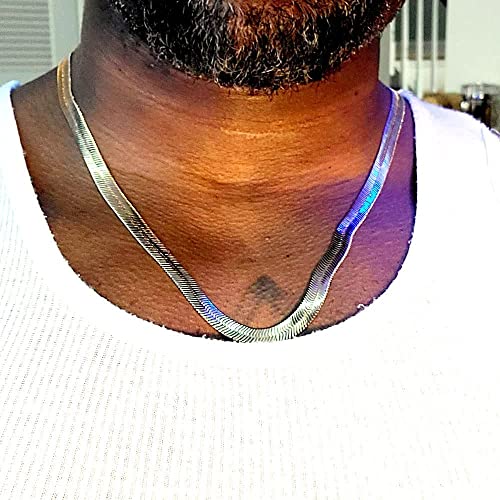 TUOKAY 10mm Thick Herringbone Chains Necklace Men Women Silver Herringbone Necklace Hip Hop Chains for Rapper Gangsta2