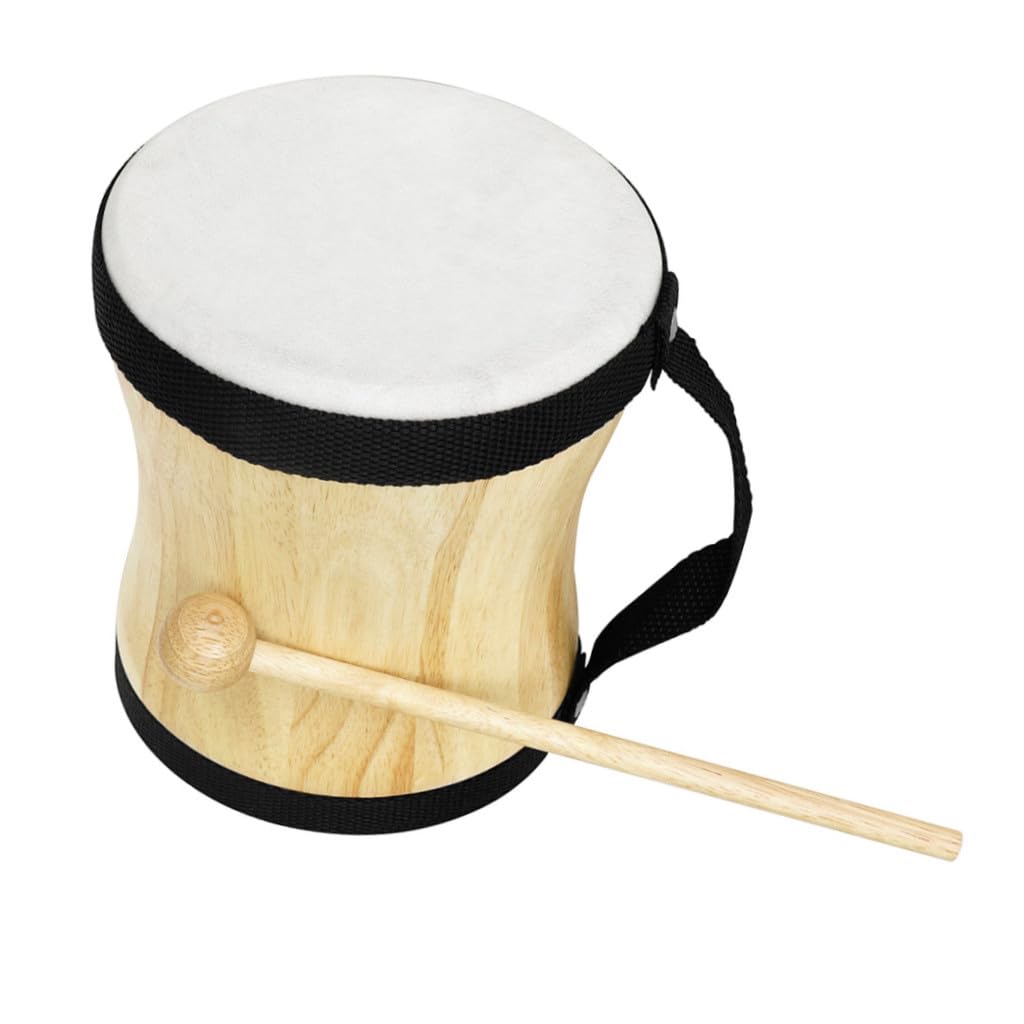 Tamburo Bongo Manuale in Legno e Pelle Nera per Ragazzo Ragazza | Suono Nitido e Preciso, Include Bastone, Resistente e Adatto All’educazione Musicale e Coordinazione
