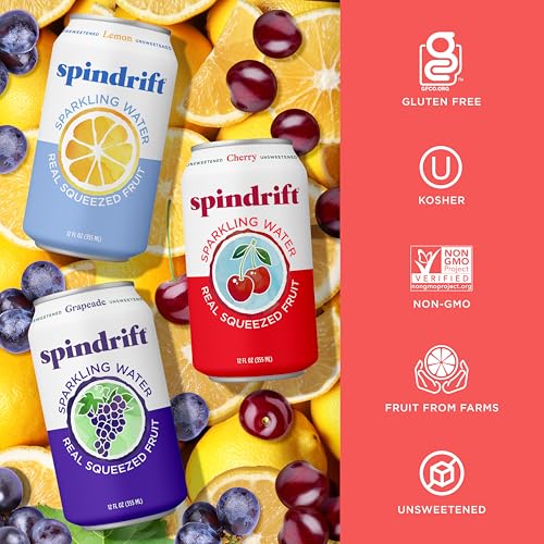 Image of Spindrift Sparkling Water, Americana 3 Flavor Variety Pack, Made with Real Squeezed Fruit, 12 Fl Oz Cans, Pack of 24
