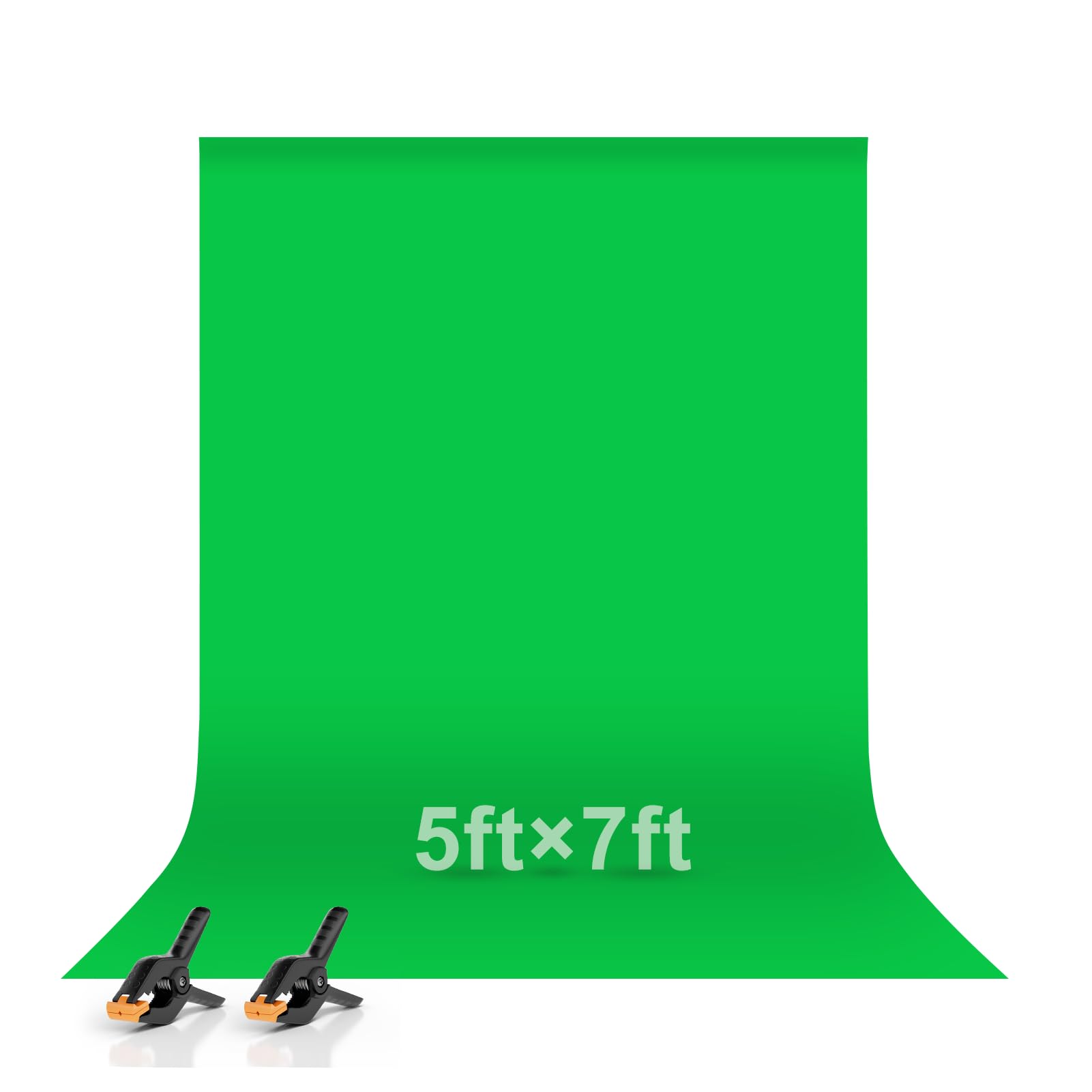 EMART 5x7ft Green Screen Backdrop, Polyester Wrinkle-Resistant Curtain Fabric, Chroma-Key greenscreen Cloth Sheet for Zoom, Including 2 Spring Clamps Suitable for Photoshoot, Interview, Live Stream