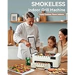 Indoor BBQ Kabob Skewers Grill,Smokeless Auto 360° Rotating Electric Barbecue Skewers Rotisserie,3 In 1 Indoor Electric Tabletop Grill with Removable Lid,Dual Zone Cooking - Image 4