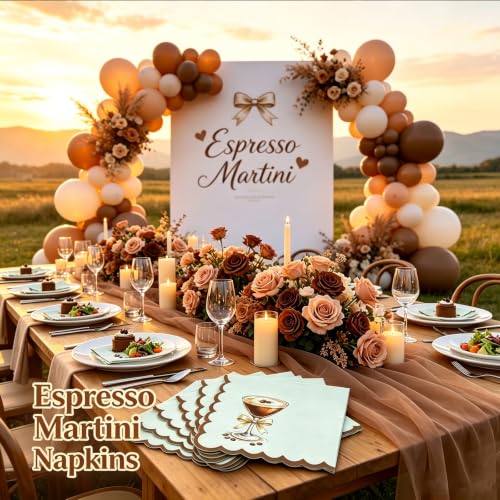 yuboo 50 Pcs Espresso Martini Napkins, 6.3 x 6.3 in Folded Disposable Paper Cocktail Napkins, Brown Martini Party Decor for Bachelorette & a Tini Bit Older Birthday Decor - image 9