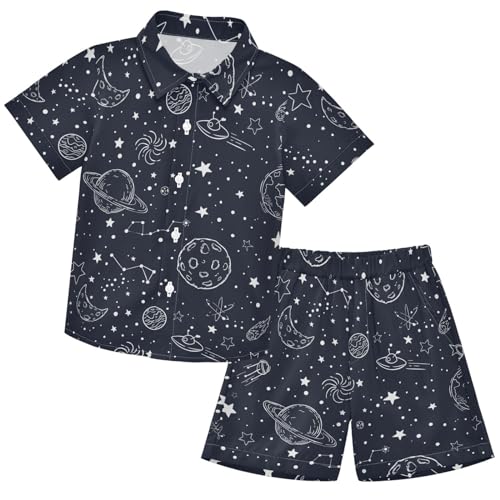 Image of visesunny Boys Hawaiian Shirt and Short Set Summer Outfit Kids 2 Piece Clothes Set 3-10Y