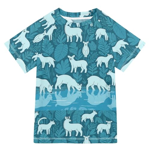 Jungle Animal Turquo Short Sleeve Girl Bathing Suit Kids Swimsuits for Girls Girls Rashguard for 3-12 Years Traje de bano para nino
