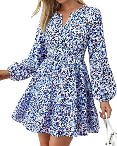 breezy flowy dress - floral dark blue white