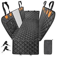 Dog Car Seat Cover 5 IN 1 with Dog Towel, 100% Waterproof Car Hammock, Waterproof Scratch Proof Nonslip Pet Seat Cover with Mesh Window and Storage Pocket, Universal Fit for Cars, SUVs, Trucks