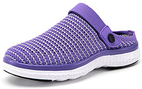 Zoccoli Sabot Uomo Donna Spiaggia Giardino Pantofole Maglia Traspirante Clogs Scarpe da Mare Estate Sandali Antiscivolo Piatto Ciabatte, Viola Puro, 41 EU