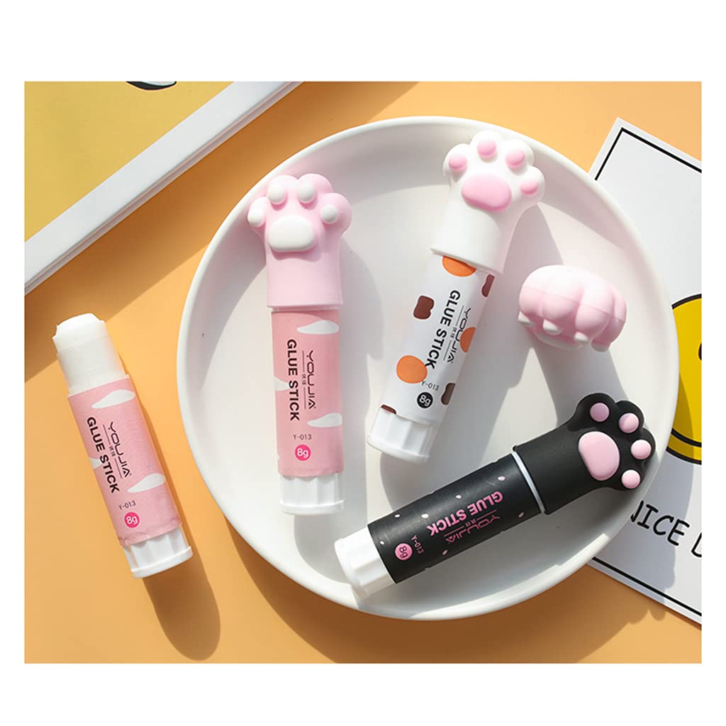 1 Pcs Cat Claw Cute Glue Stick, Random Cute Cat Claw Quick Stick Solid Glue, Kawaii Stationery Binding Tool School Office Supplies One Piece Art Glues and Pastes (Random)