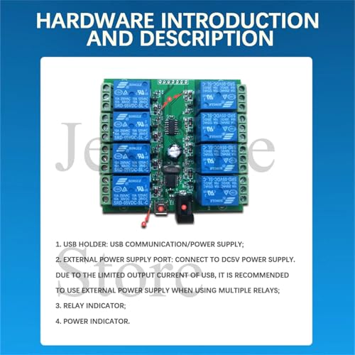 image for JESSINIE LCUS-8 USB Relay Module 8 Channel with Overcurrent Protection