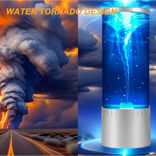 Image of Tornado Lamp Twister Hurricane Relaxing Liquid Motion Led Night Lighting 7 Colors Automatic Dimming USB Cable Powered for Women Kids Birthday Gift Party Home Living Room Decor
