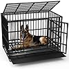 LEMBERI 4838 inch Heavy Duty Indestructible Dog Crate Escape Proof Dog Cage Kennel with Lockable WheelsHigh Anxiety Double DoorExtra Large Crate Indoor for Large Dog with Removable Tray