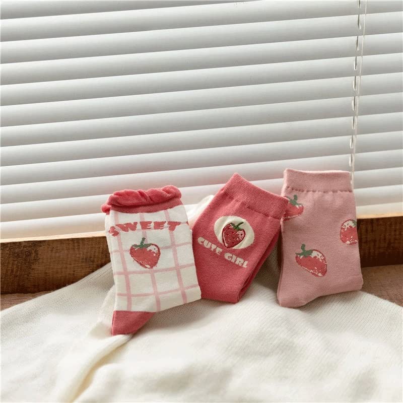 Chaussettes aux Fraises en Coton pour Femmes Style Collégial - 5