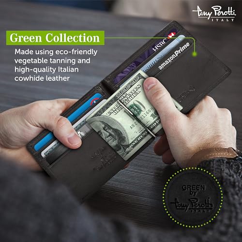 Tony Perotti Italian Leather Slim Money Clip Wallet for Men - Bifold Ultra Slim RFID Wallet With Credit Card Slots and ID - Eco-Friendly Tanned Full Grain Made in Italy4