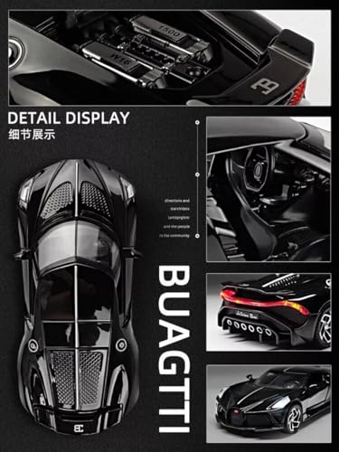 Image of Alokik Enterprise 1:32 Bugati La Voiture Noire Diecast Metal Pull Back Car with 6 Openable Doors with Sound and Light Toy Decoration car Best Gift Toys for Kids 【Color As Per Stock】