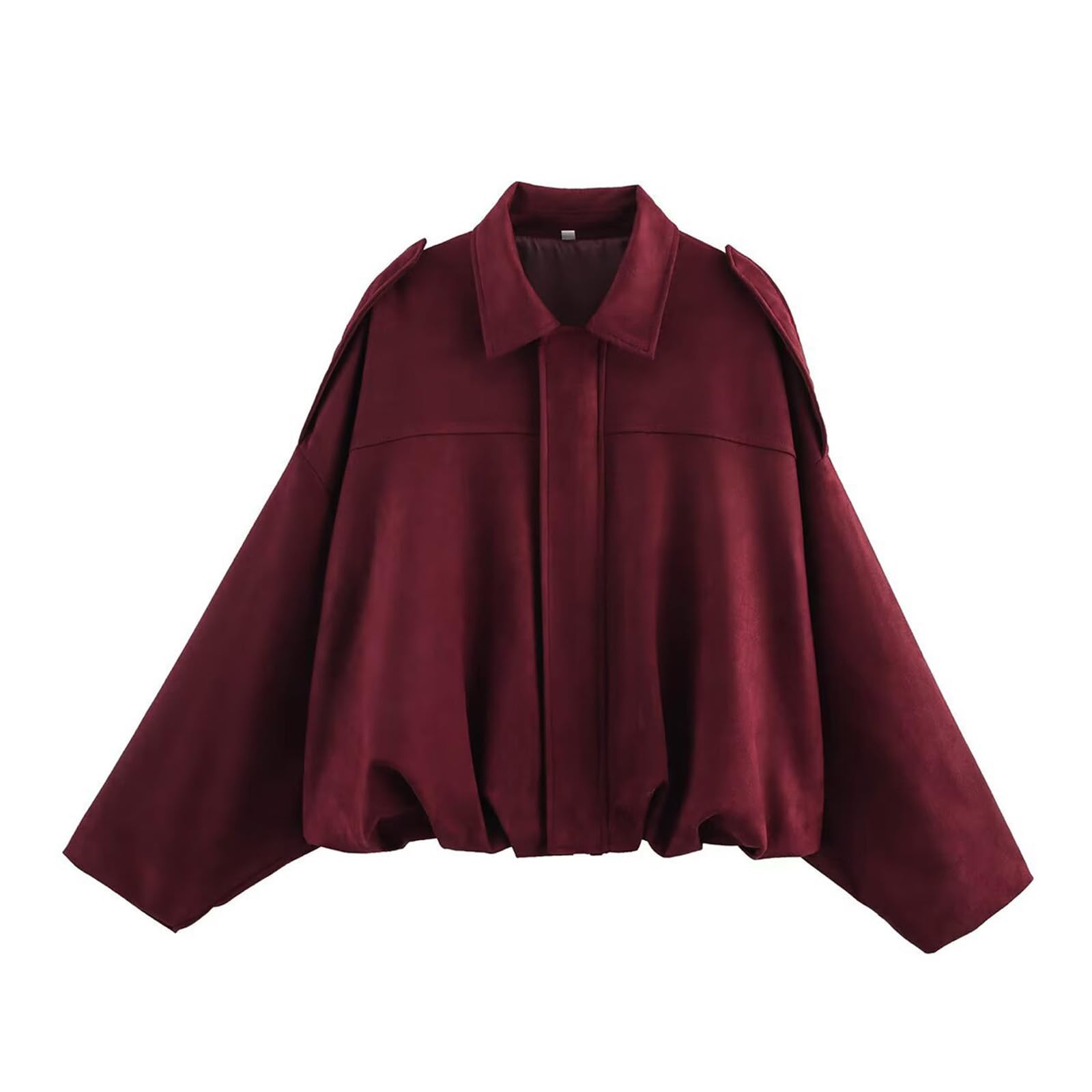 Genérico 2025 Women's Faux Suede Bomber Jacket versized Casual Lapel Long Sleeves Pilot Outerwear Coat Trendy Streetwear Outerwear