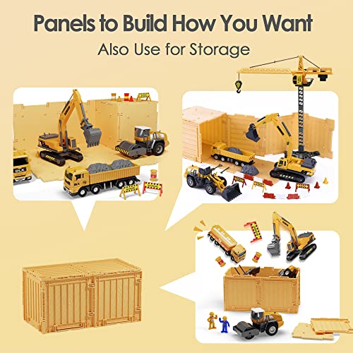 Image of iPlay, iLearn Construction Site Vehicles Toy Set, Engineering Playset, Tractor, Digger, Crane, Dump Trucks, Excavator, Cement, Steamroller for 3, 4, 5 Year Old Toddlers, Boys, Girls, Kids & Children