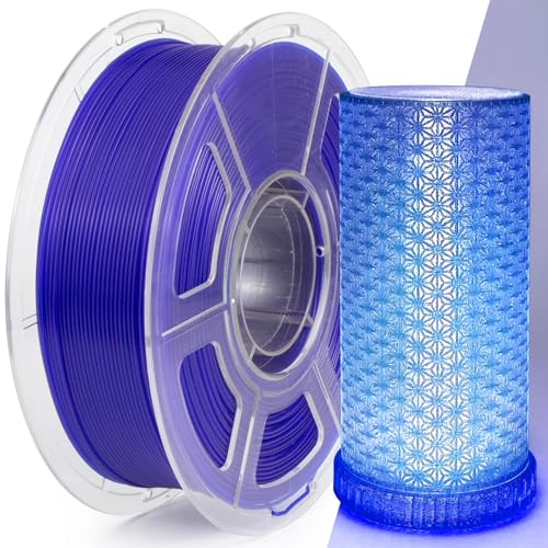 Image of IEMAI Clear PLA Filament 1.75mm Blue 1kg, Glossy Transparent Finish 3D Printer Filament Up to 600mm /s High Speed Printing for Lampshades, Home Decor & Creative DIY