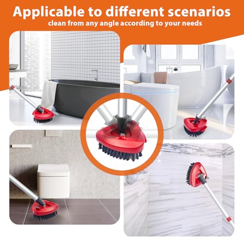 Spin Mop Replace Head Base Scrub Mop Brush Compatible with O Cedar 2 Tank RinseClean,1 Mop Scrubber Brush and Mop Base Combo Set,Great for Kitchen, Deck, Bathroom and Shower Floor Scrubber