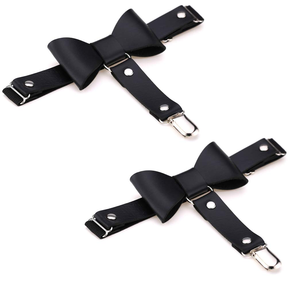 Women Butterfly Knot Garter Belt Punk Gothic Leg Harness Garters Anti-Slip Clips Elastic Thigh Ring Garter Adjustable, Black, One Size