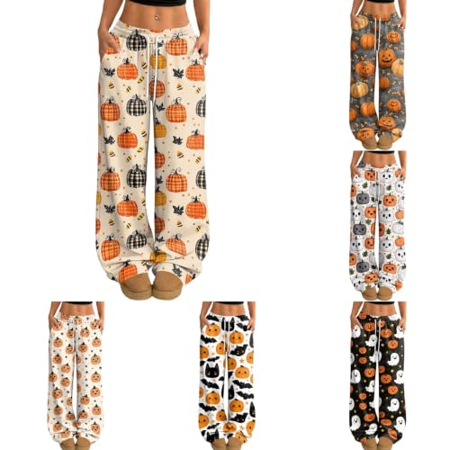 Halloween Pajama Pants For Women Cute Pumpkin Ghost Print Casual Trousers - image 1