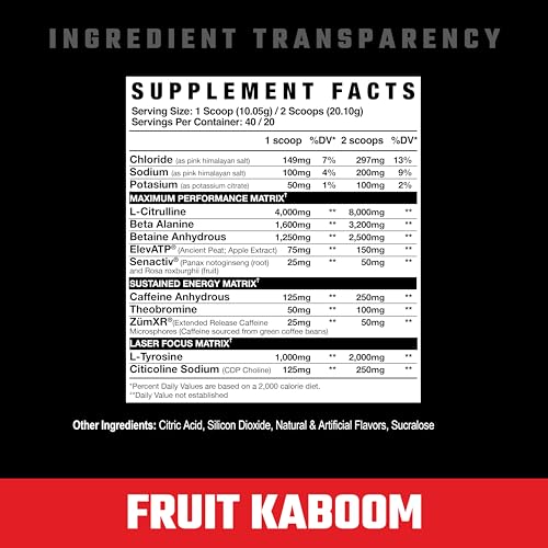 Image of Axe & Sledge Intake All-in-One Pre-Workout | 300mg Caffeine | L-Citrulline, Beta Alanine, Betaine for Performance & Focus | Pre-Workout for Men & Women | 20 /40 Servings, Fruit Kaboom