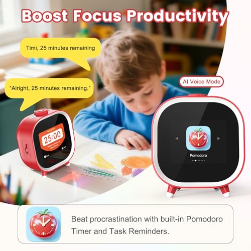 PRUNUS AI Companion Alarm Clock for Kids,White Elephant Gift &Top Teen Stocking Stuffer for Ages 3-18,Builds Daily Routines,Fights Procrastination with Visual Pomodoro Timer,Stocking Stuffers for Teen - Image 4