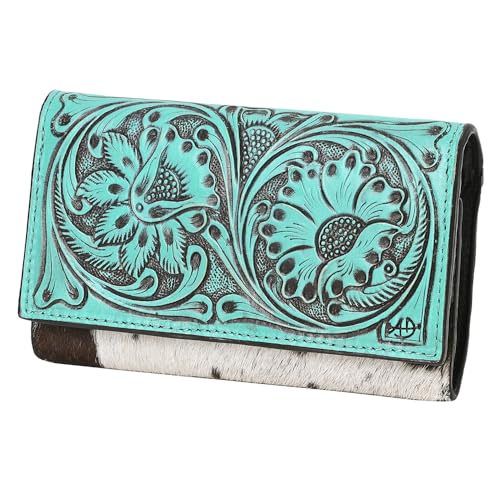 American Darling Wallet Hand Tooled Hair on Genuine Leather Western Women Bag | Handbag Purse Wallet| Wristlet