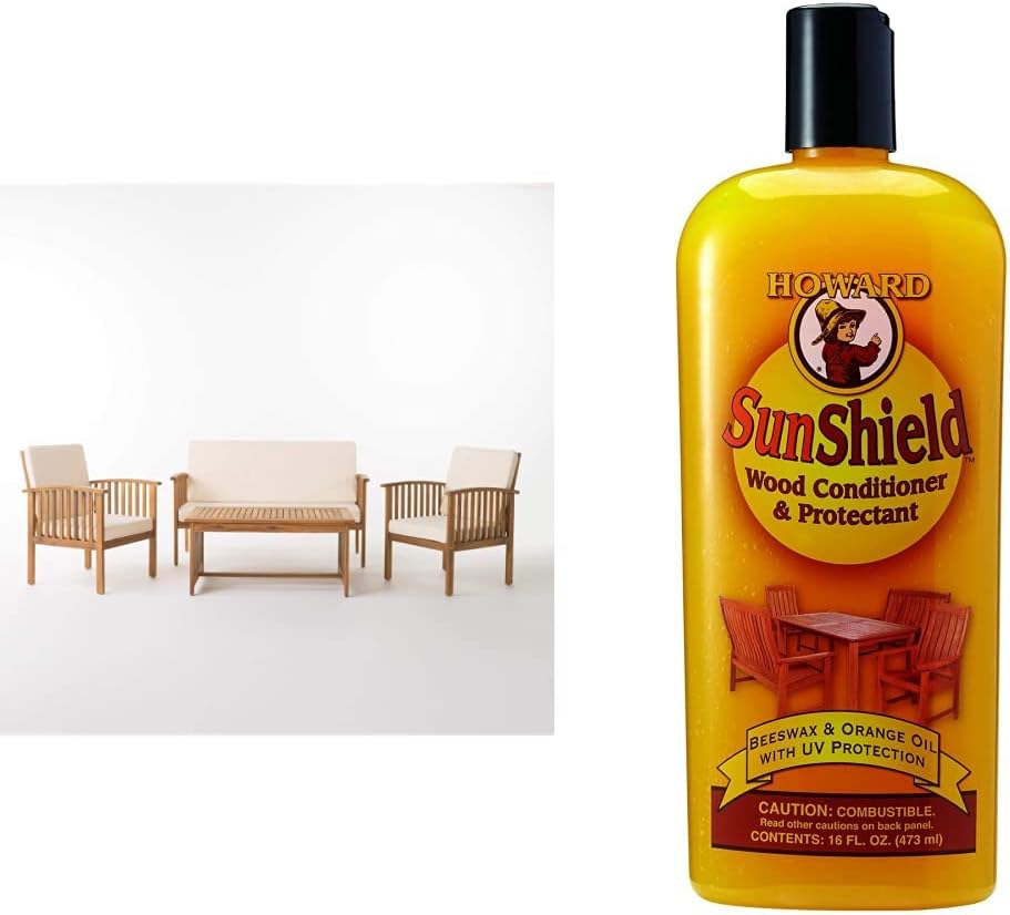 Christopher Knight Home Carolina Outdoor Acacia Sofa Set, 4-Pcs Set, Brown Patina + Cream Cushion : Everything Else