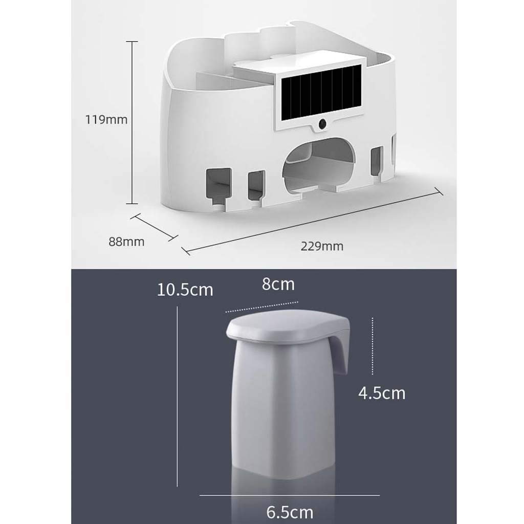 TJH Portacepillos de desinfección UV, Esterilización Inteligente Pasta de Dientes Cepillo de Dientes esterilizador, Set de Enjuague bucal montado en la Pared para 4 baños